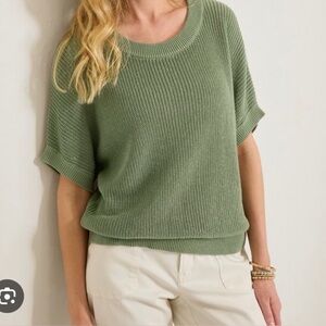 Tommy Bahama Zandra linen blend french sleeve women’s green sweater size S